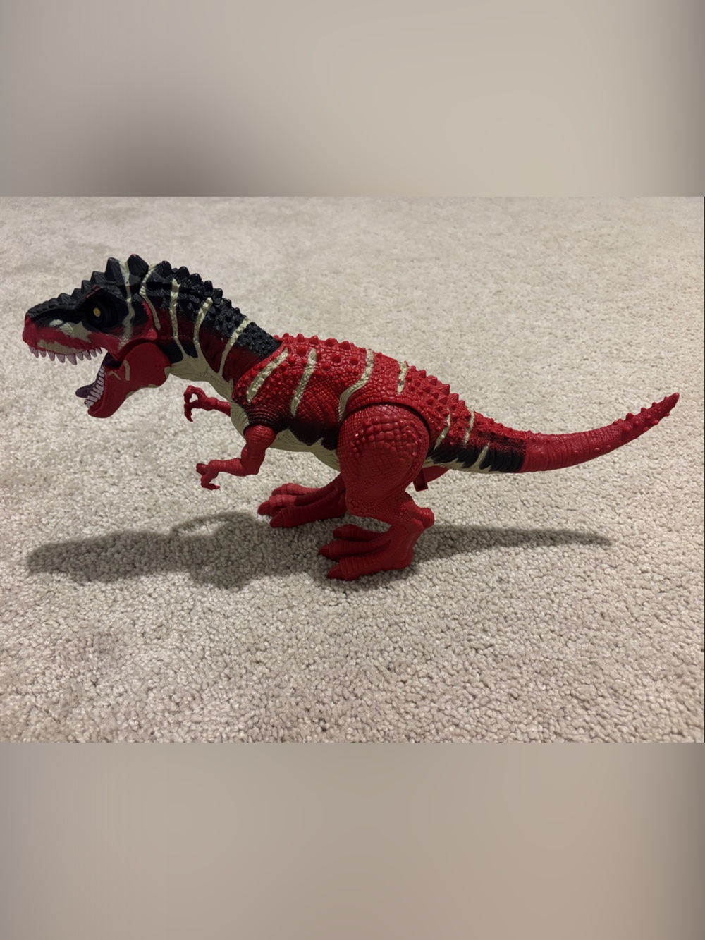 T-Rex Red and Black Dinosaur Figure with Gold Accents